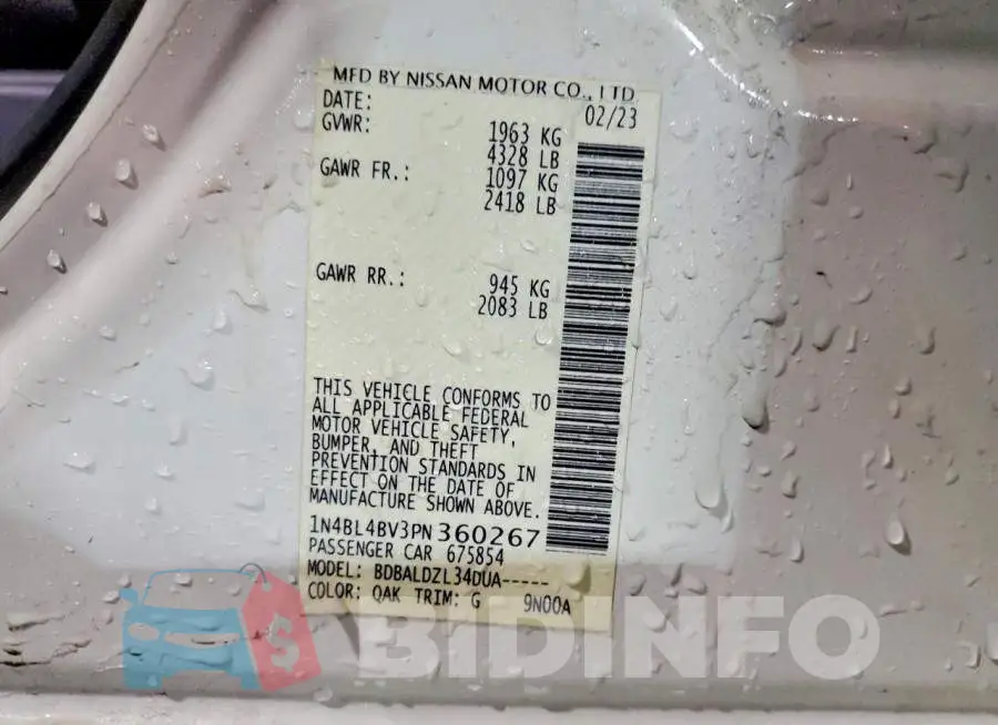 1N4BL4BV3PN360267 Photo# 13