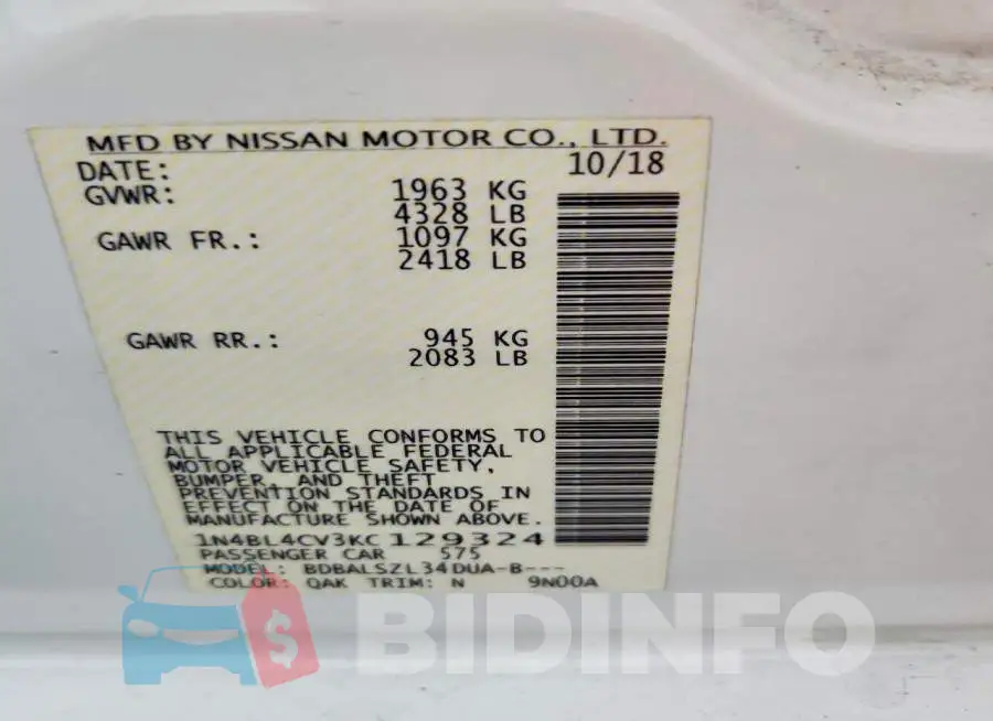 1N4BL4CV3KC129324 Photo# 11