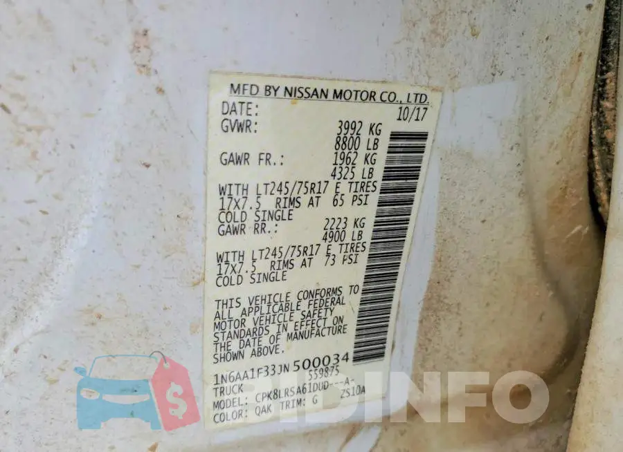 1N6AA1F33JN500034 Photo# 12