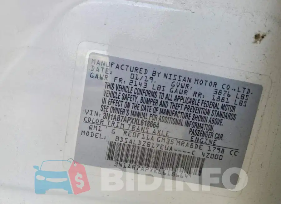 3N1AB7APXKL618664 Photo# 12