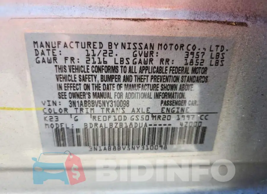 3N1AB8BV5NY310098 Photo# 12
