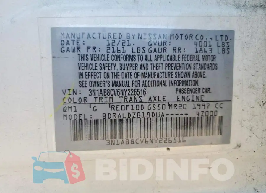 3N1AB8CV6NY226516 Photo# 12