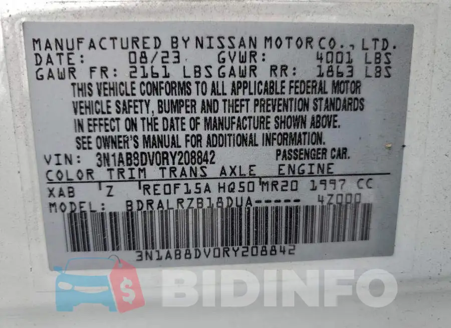 3N1AB8DV0RY208842 Photo# 12