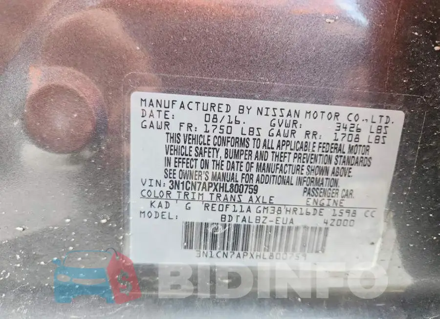 3N1CN7APXHL800759 Photo# 13