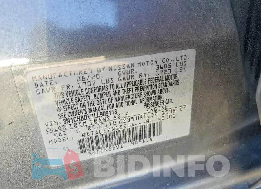 3N1CN8DV1LL909118 Photo# 12