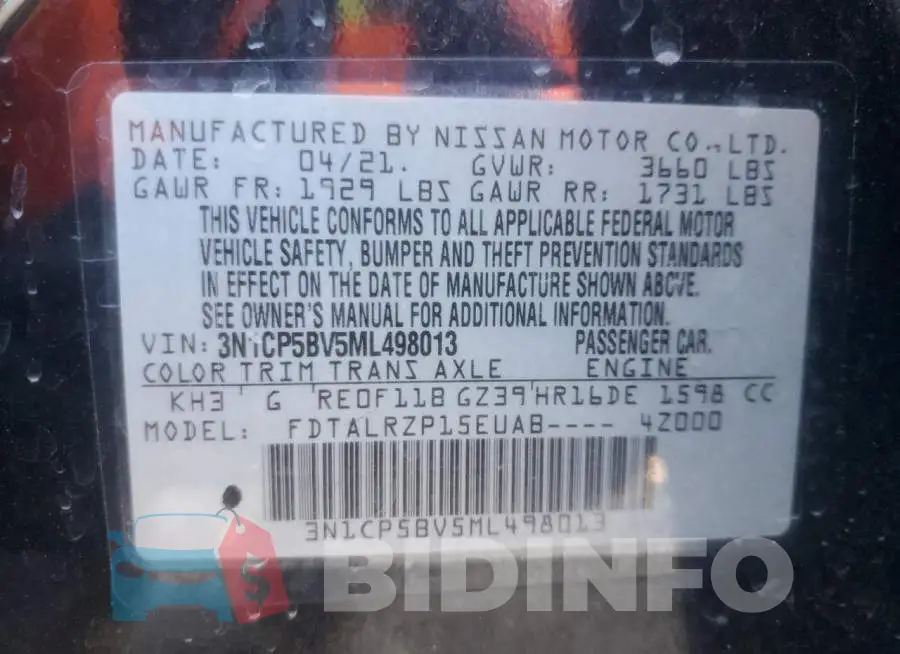 3N1CP5BV5ML498013 Photo# 12