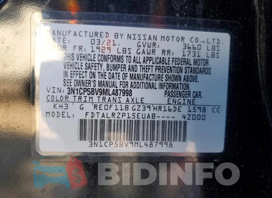 3N1CP5BV9ML487998 Photo# 13