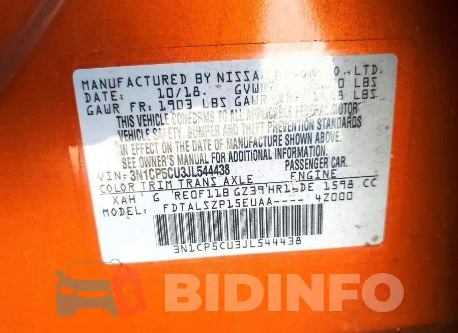 3N1CP5CU3JL544438 Photo# 13