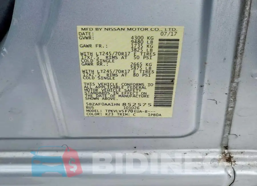 5BZAF0AA1HN852575 Photo# 13