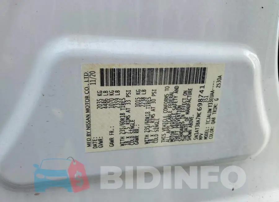 5N1AT3BA7MC698741 Photo# 13