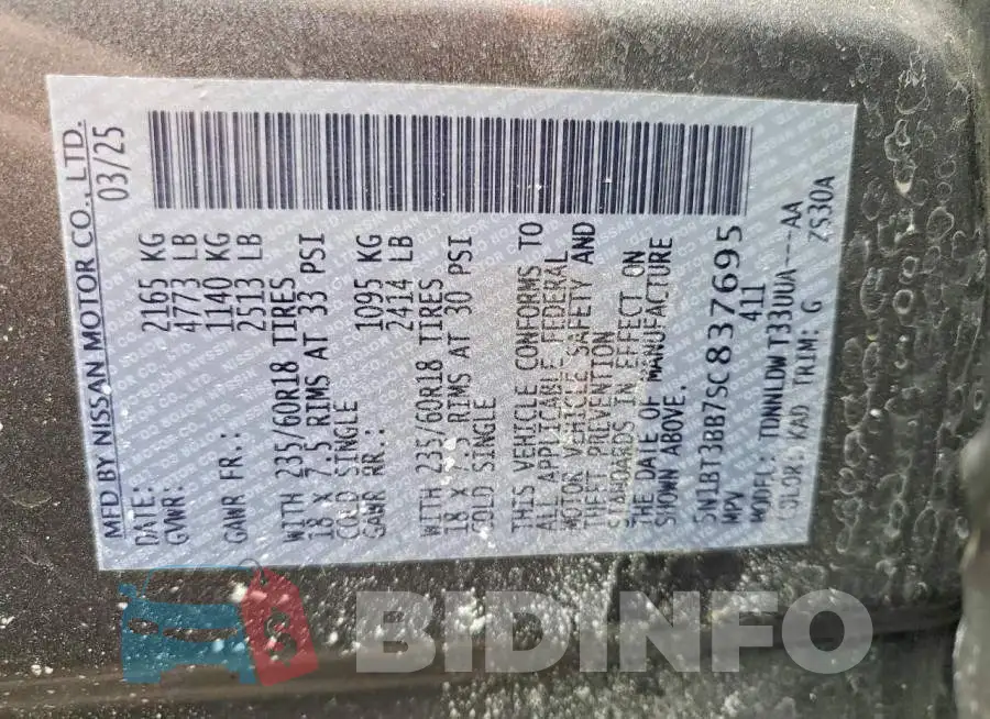 5N1BT3BB7SC837695 Photo# 14