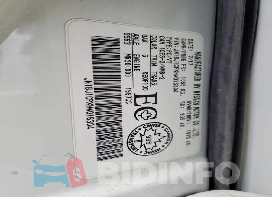 JN1BJ1CPXHW016304 Photo# 12