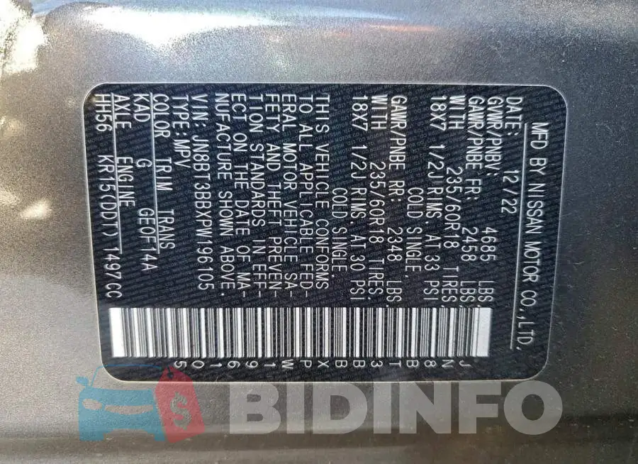 JN8BT3BBXPW196105 Photo# 13