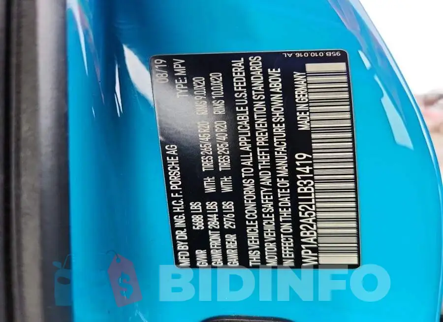 WP1AB2A52LLB31419 Photo# 13