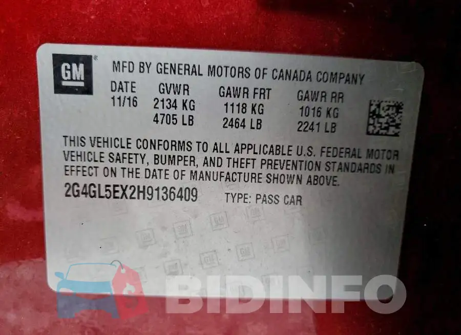 2G4GL5EX2H9136409 Photo# 12