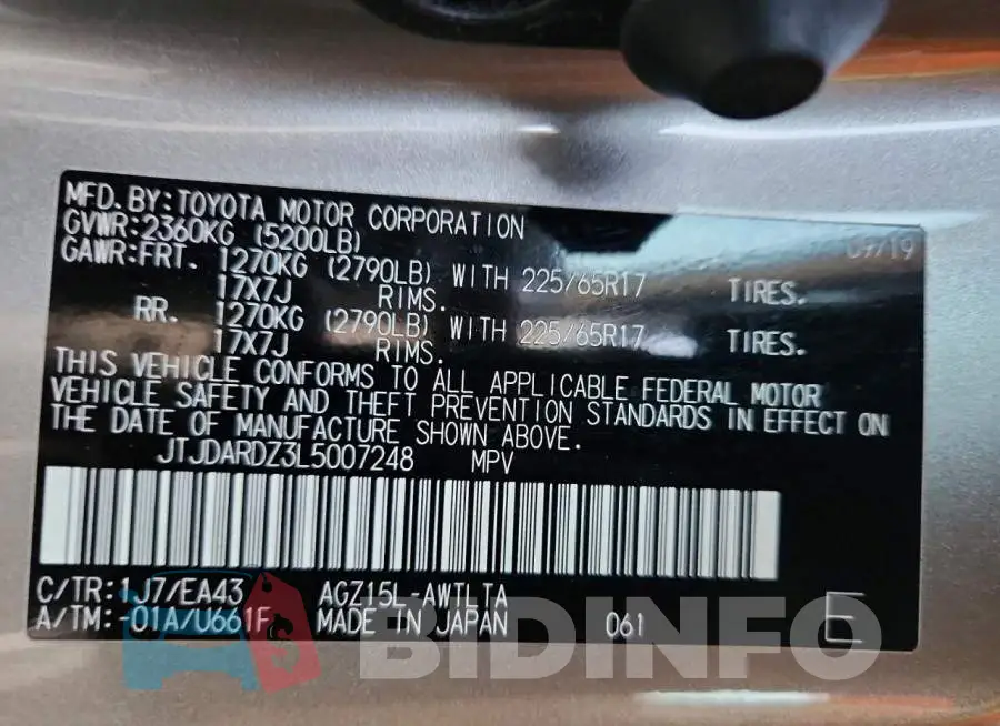 JTJDARDZ3L5007248 Photo# 13