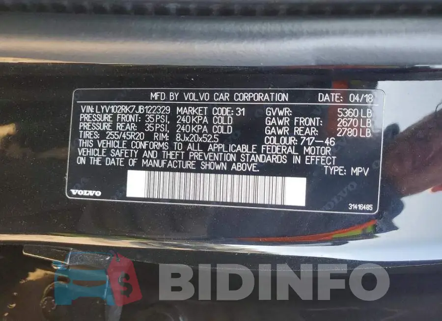 LYV102RK7JB122329 Photo# 12