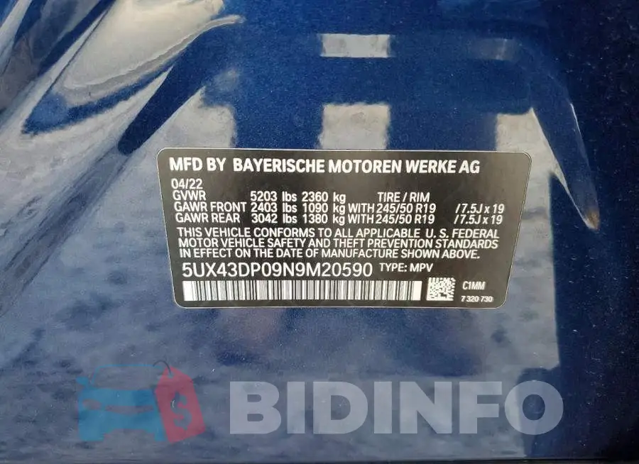5UX43DP09N9M20590 Photo# 13