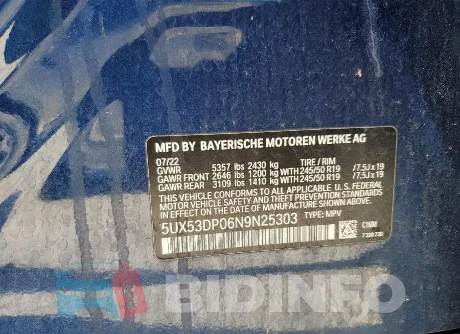 5UX53DP06N9N25303 Photo# 13