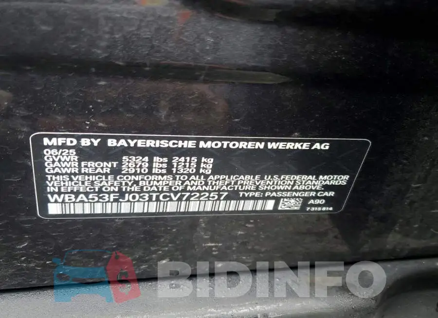 WBA53FJ03TCV72257 Photo# 13