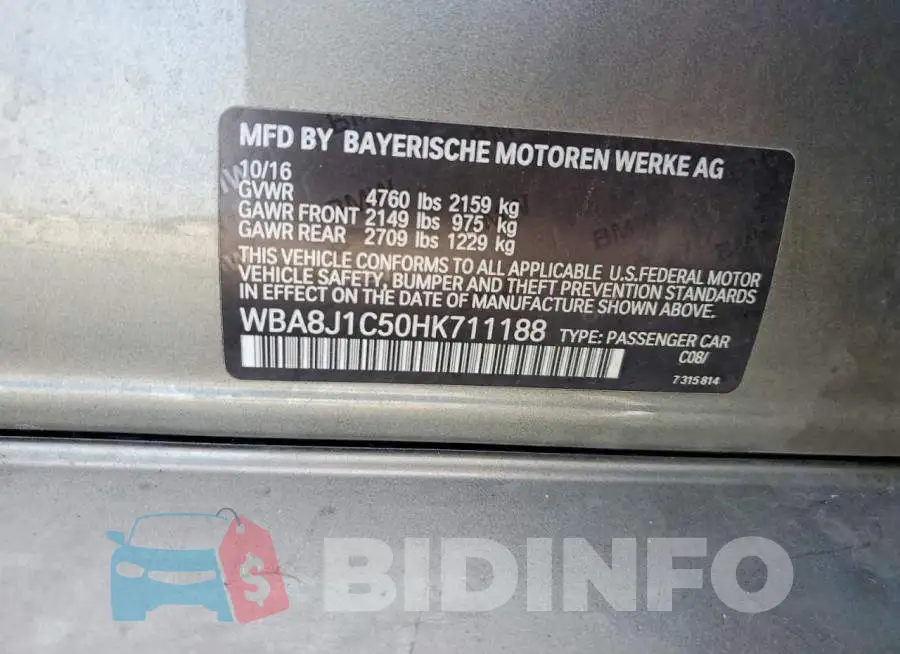 WBA8J1C50HK711188 Photo# 12