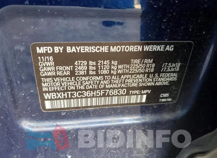 WBXHT3C36H5F76830 Photo# 13