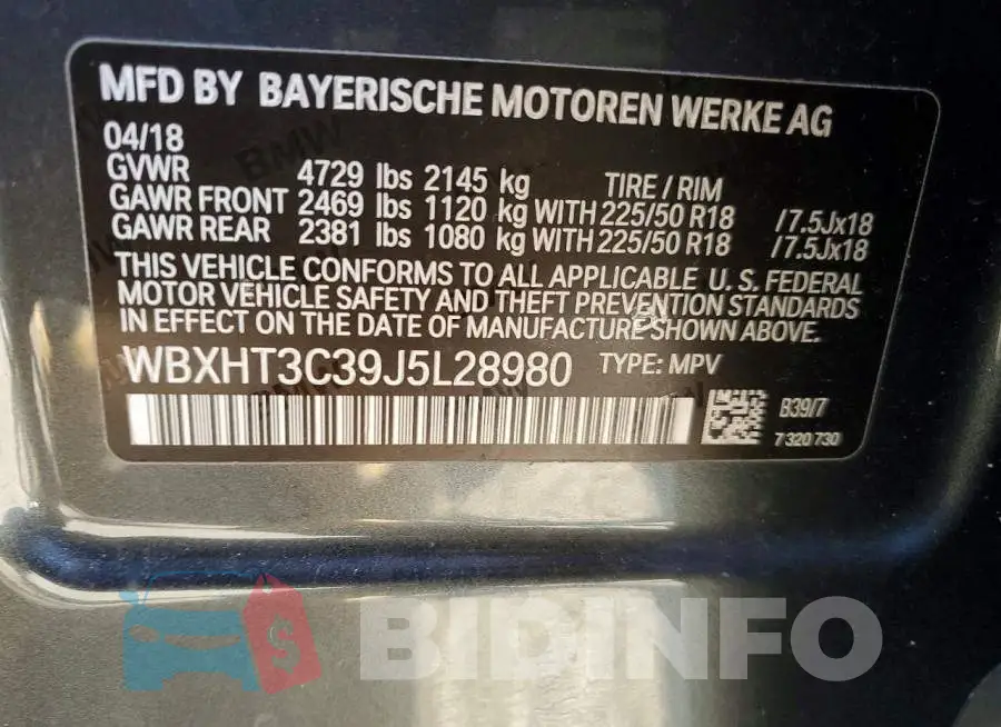 WBXHT3C39J5L28980 Photo# 13