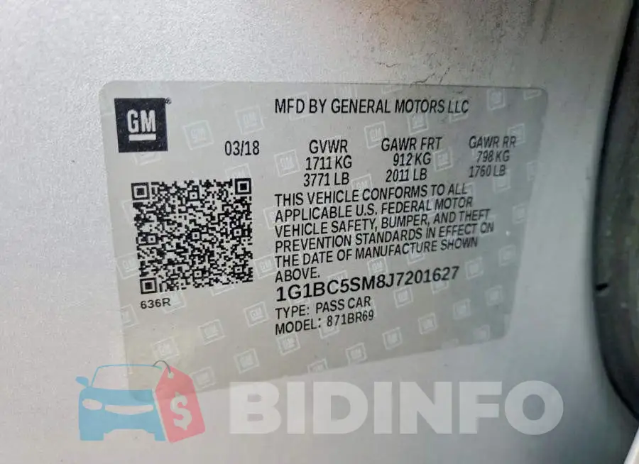 1G1BC5SM8J7201627 Photo# 12