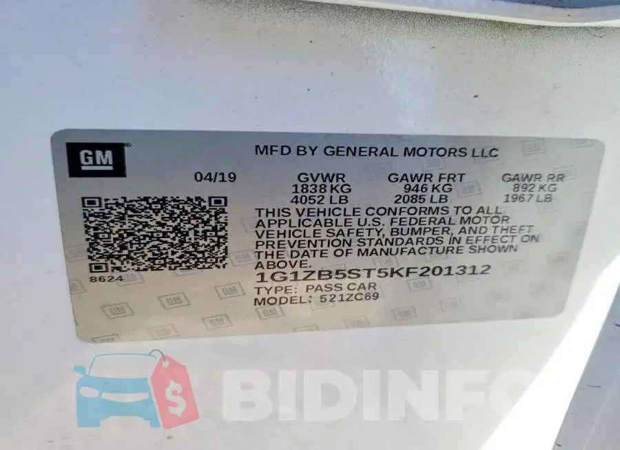 1G1ZB5ST5KF201312 Photo# 13