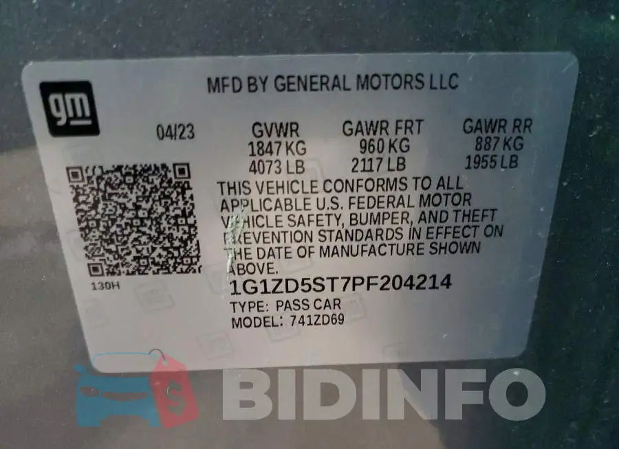1G1ZD5ST7PF204214 Photo# 12