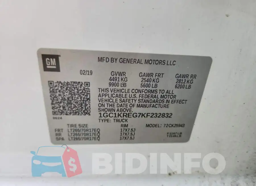 1GC1KREG7KF232832 Photo# 12