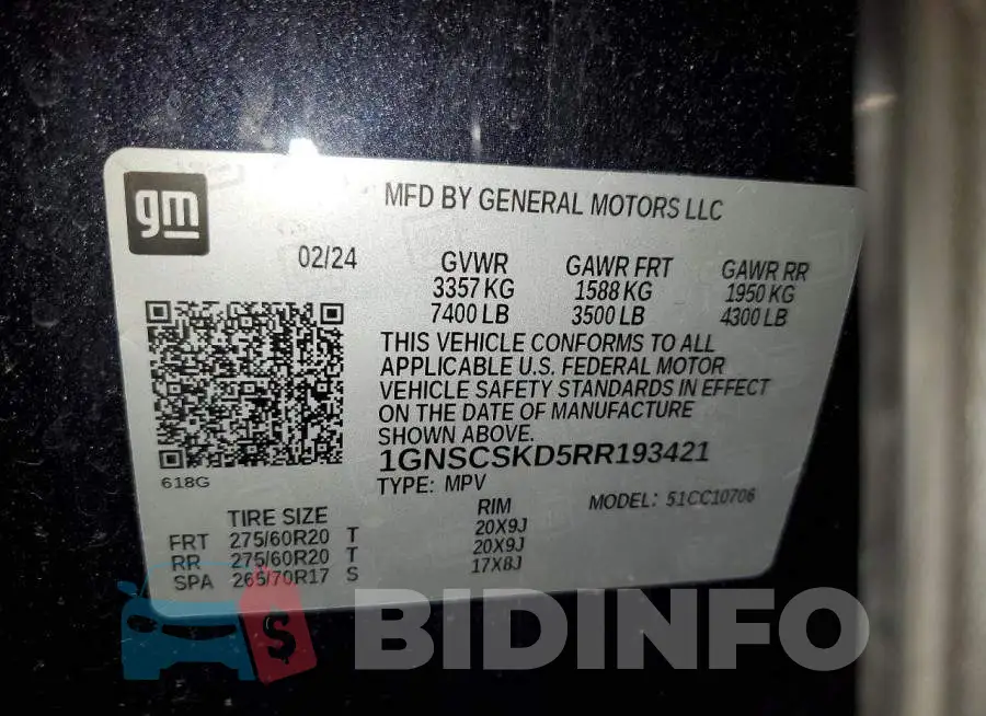 1GNSCSKD5RR193421 Photo# 13