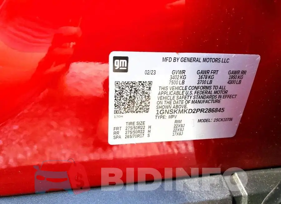 1GNSKMKD2PR286845 Photo# 13