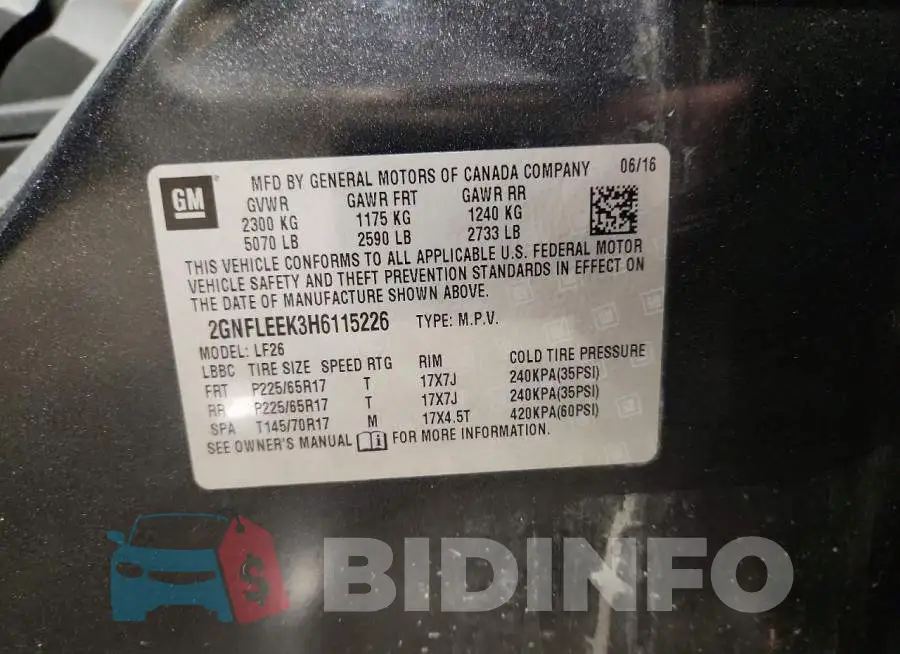 2GNFLEEK3H6115226 Photo# 13