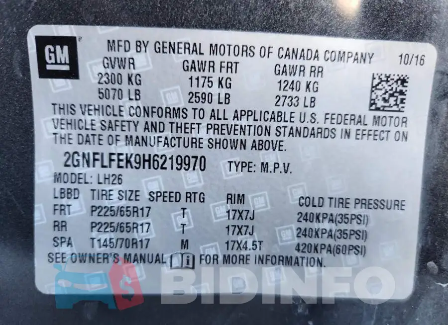 2GNFLFEK9H6219970 Photo# 13