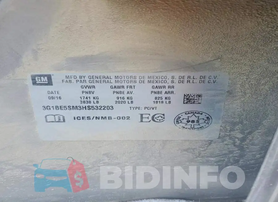 3G1BE5SM3HS532203 Photo# 12