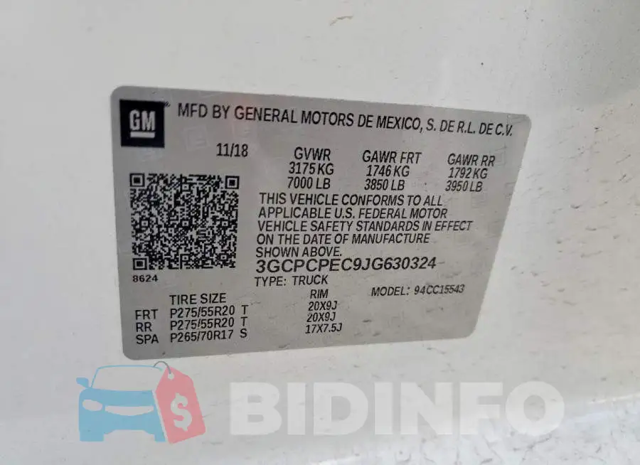 3GCPCPEC9JG630324 Photo# 12
