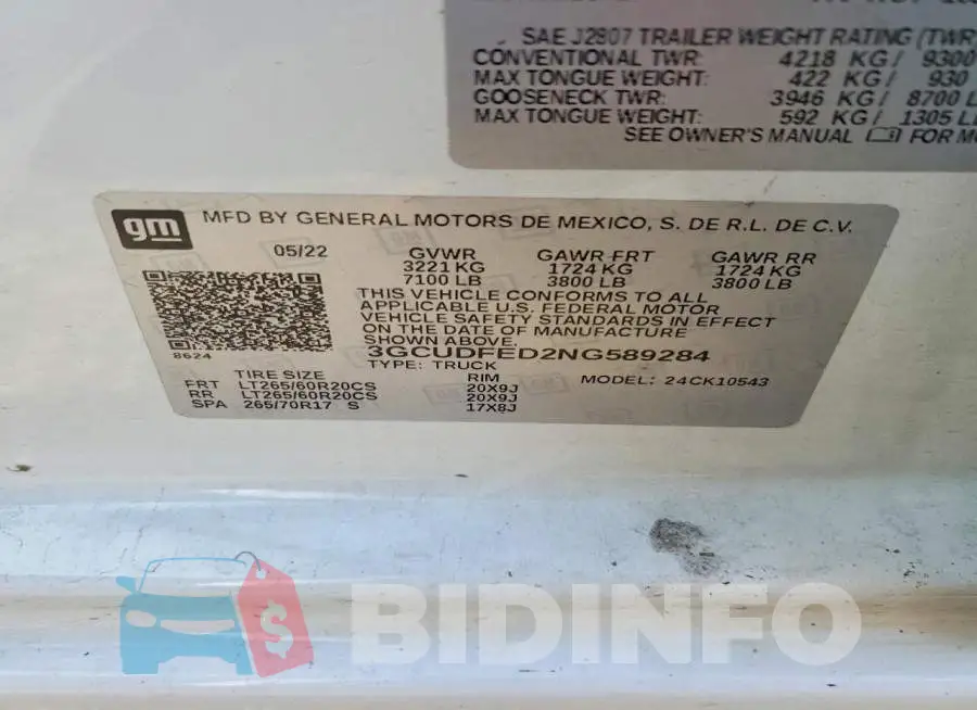 3GCUDFED2NG589284 Photo# 12