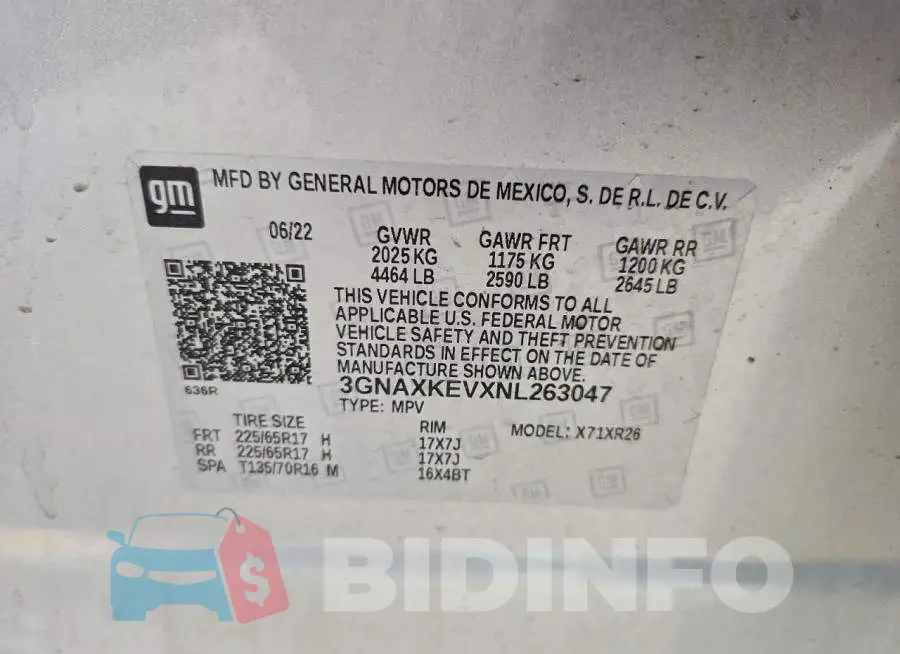 3GNAXKEVXNL263047 Photo# 14