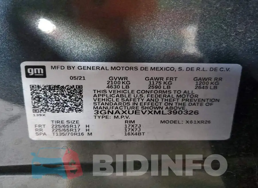 3GNAXUEVXML390326 Photo# 12