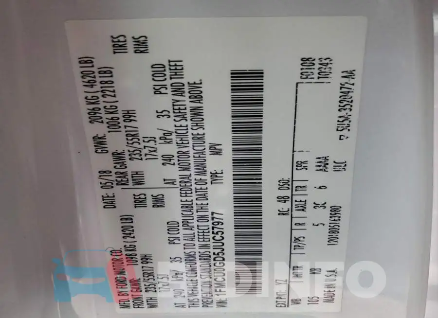 1FMCU0GD5JUC57977 Photo# 12