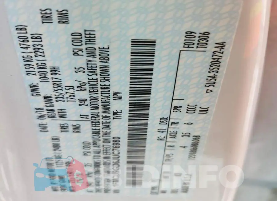1FMCU9GD6JUC76980 Photo# 13