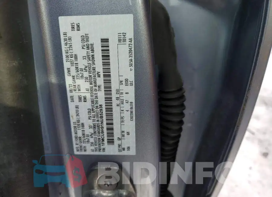 1FMCU9H91NUB52938 Photo# 14