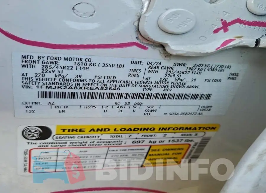 1FMJK2A8XREA52648 Photo# 14