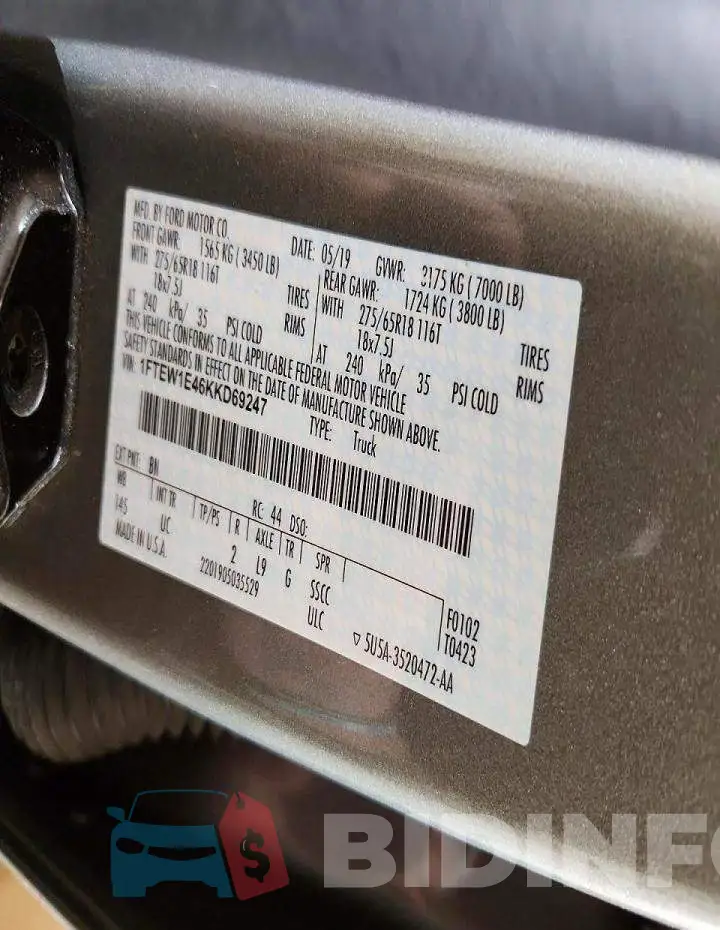 1FTEW1E46KKD69247 Photo# 12