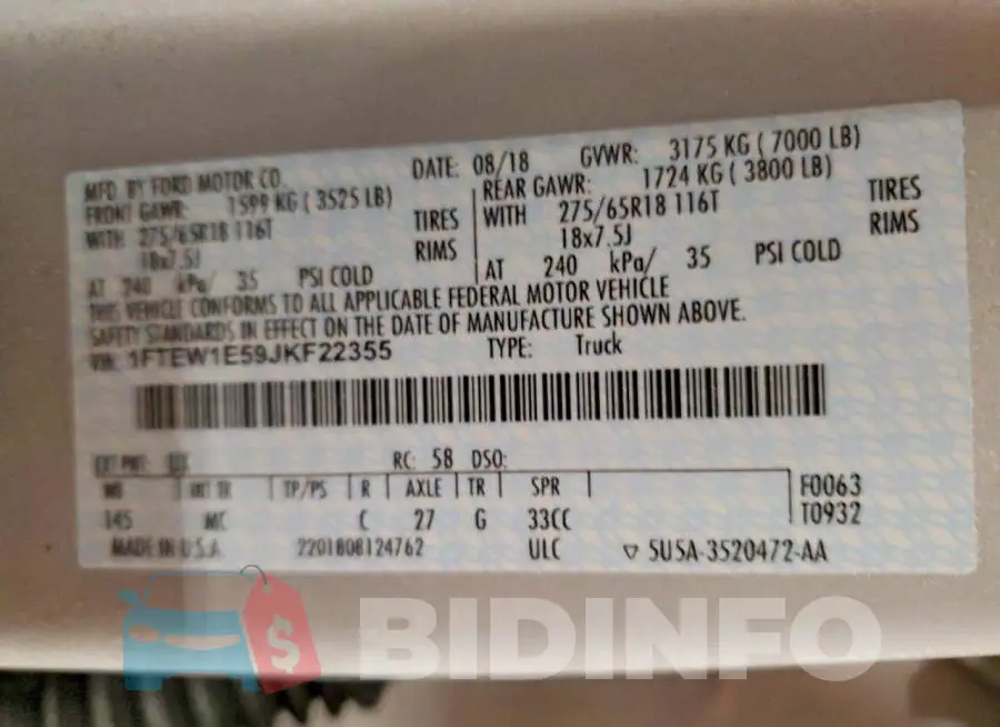 1FTEW1E59JKF22355 Photo# 12