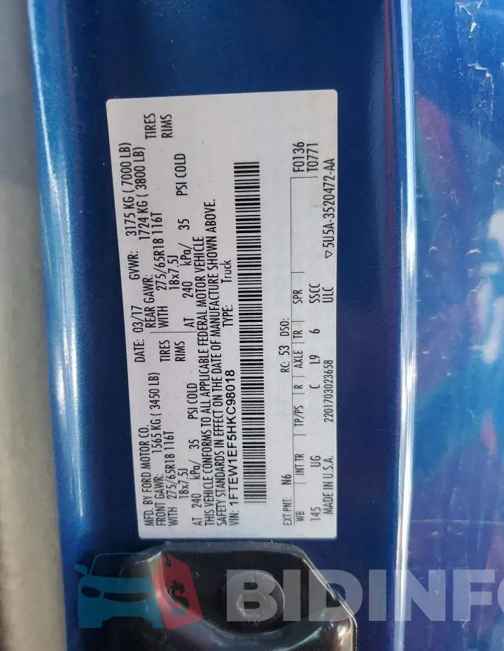 1FTEW1EF5HKC98018 Photo# 12