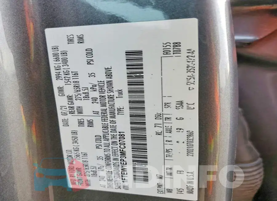 1FTEW1EP3MFC07081 Photo# 13