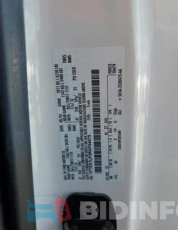 1FTEX1LP3RKF04575 Photo# 12