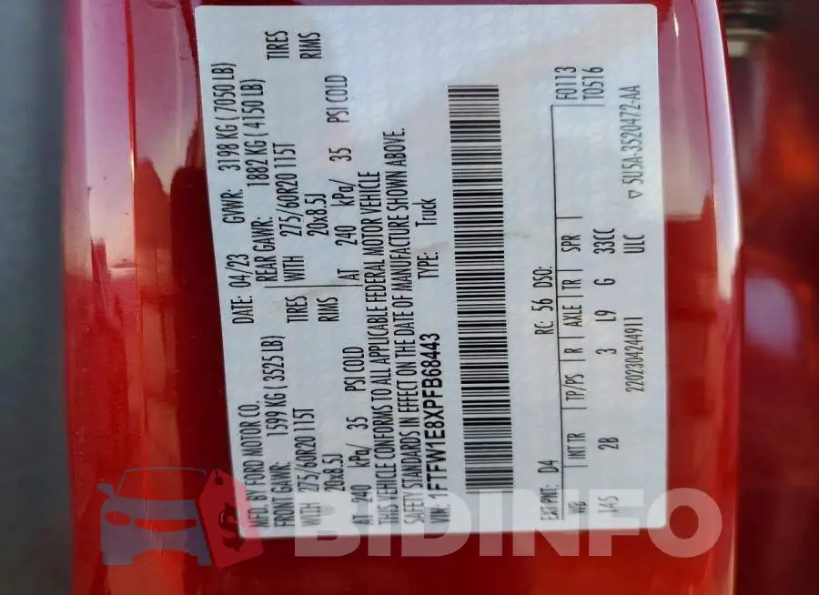 1FTFW1E8XPFB68443 Photo# 13
